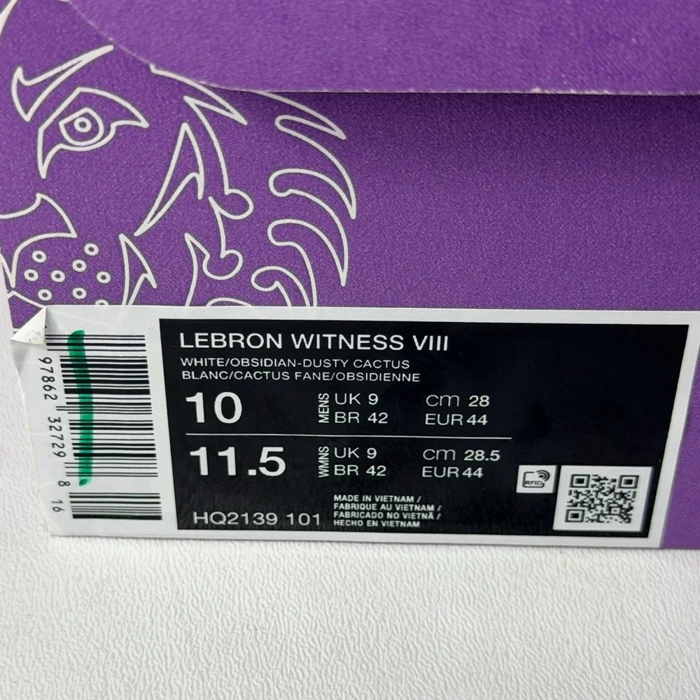 Nike LeBron Witness VIII 8 White Obsidian Dusty Cactus HQ2139-101 Mens 10 NIB